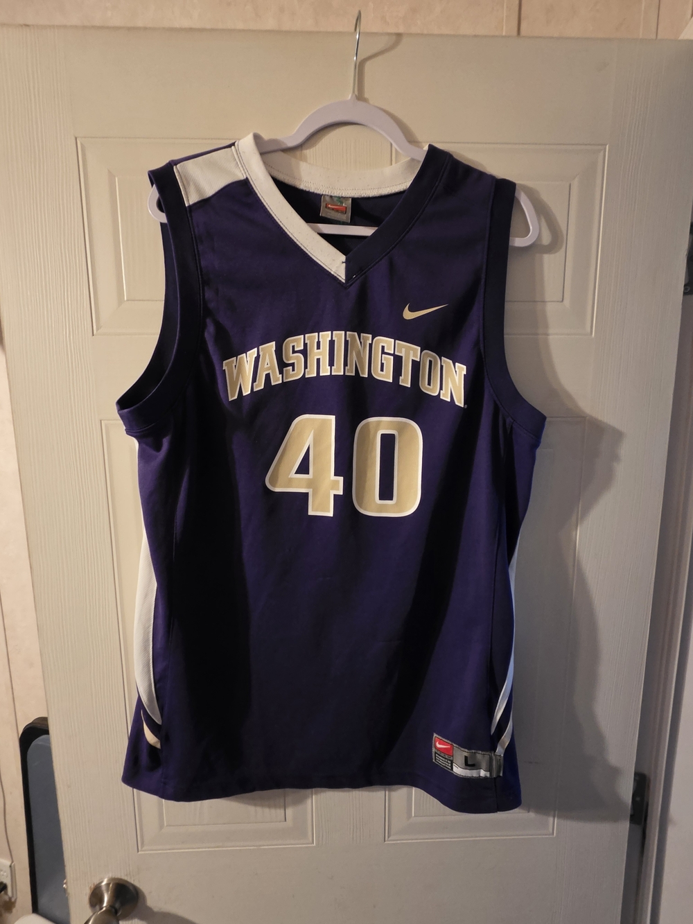 Nike Purple Washington #40 Basketball Jersey with White & Gold Accents